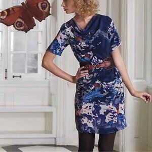 Anthropologie Coquille Japonica Silk Water Color Dress Size 4